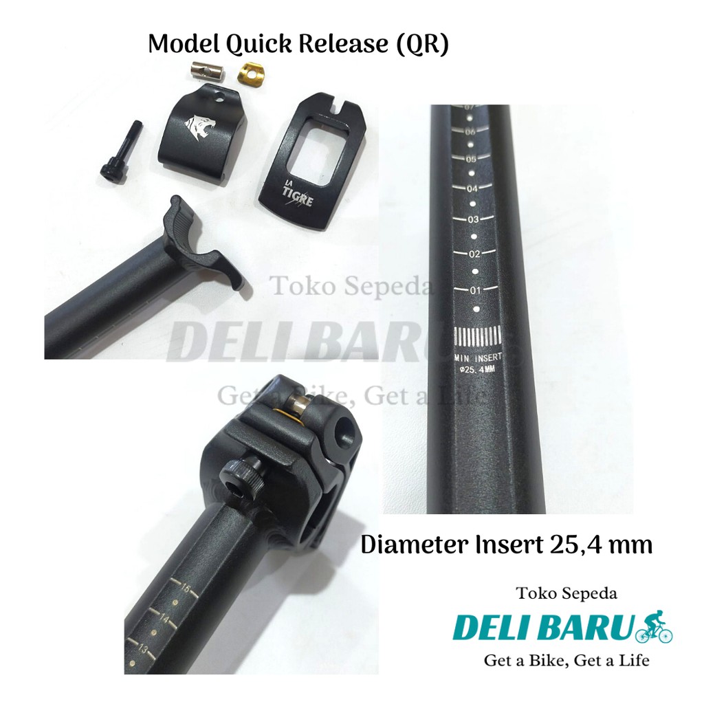 LA TIGRE Tiang dudukan Stang Alloy Stem Quick Release QR sepeda lipat, minion