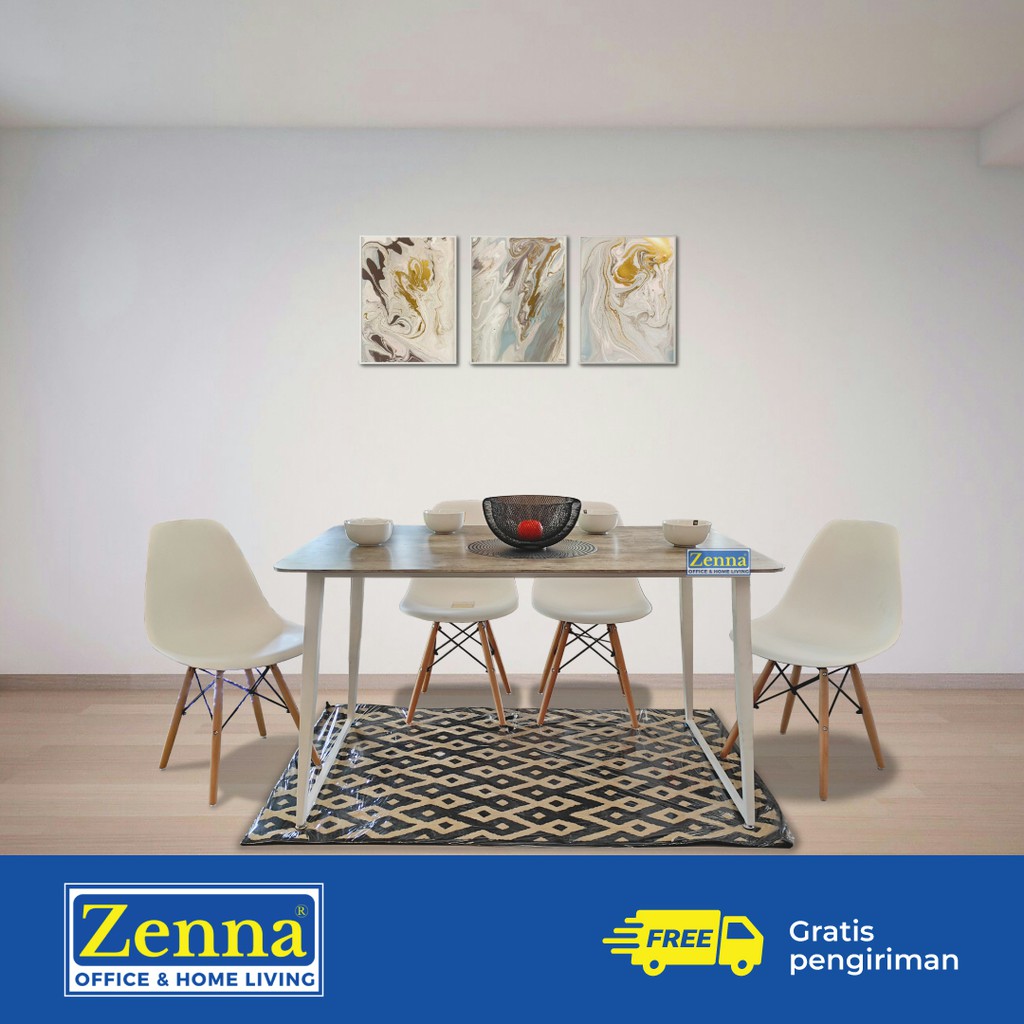 Zenna dining set HPL motif batu / meja makan