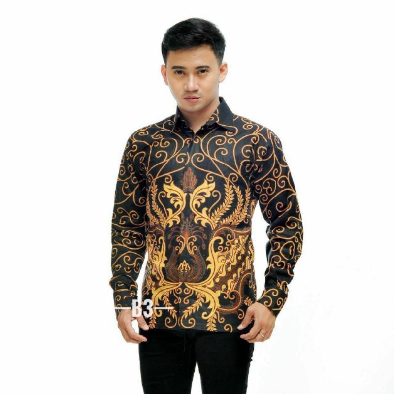 KEMEJA BATIK PRIA LENGAN PANJANG JUMBO M L XL XXL