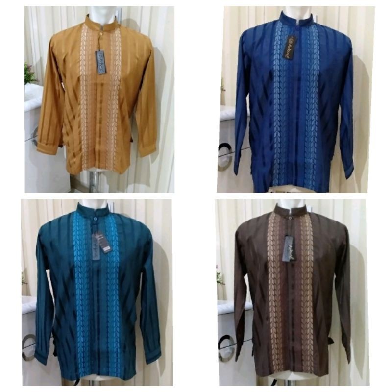 Baju koko pria dewasa lengan panjang bahan katun sutra