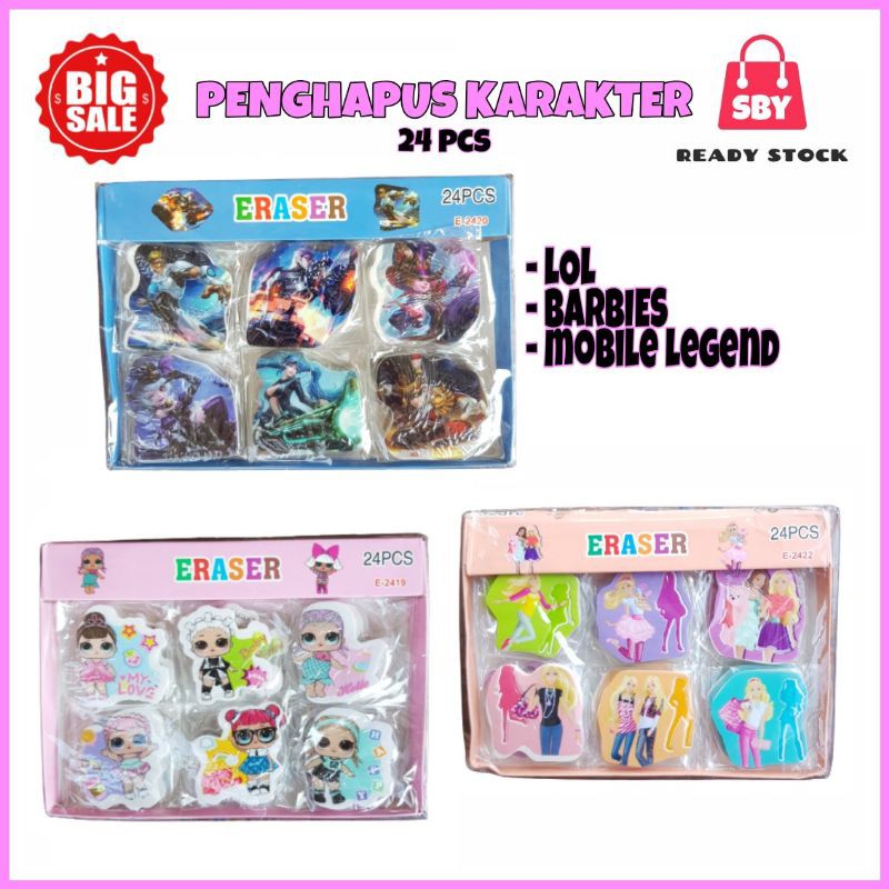 

PENGHAPUS KARAKTER ISI 24 PCS LOL BARBIES MOBILE LEGEND ML
