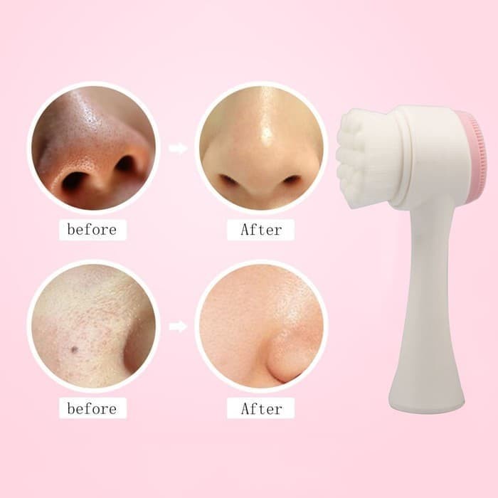 Pembersih Wajah Silikon Alat Cuci Muka Sikat Wajah Facial Brush 2 sisi