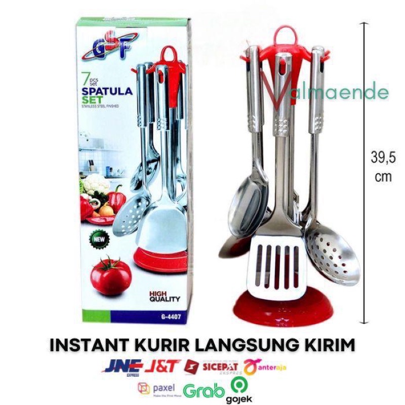 Spatula Set Sutil Sodet Serbaguna 7 in 1 GSF 4407 Stainless Steel Wajan Serbaguna Laddle