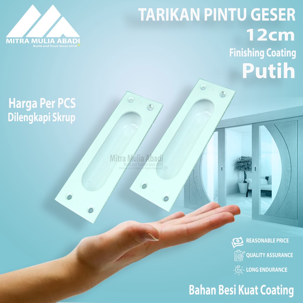 Handle Pintu/Tarikan Sliding door Kotak 12cm Putih