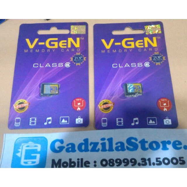 Micro SD Card V-Gen 4GB Memory Card Vgen 4 GB V Gen Class 6