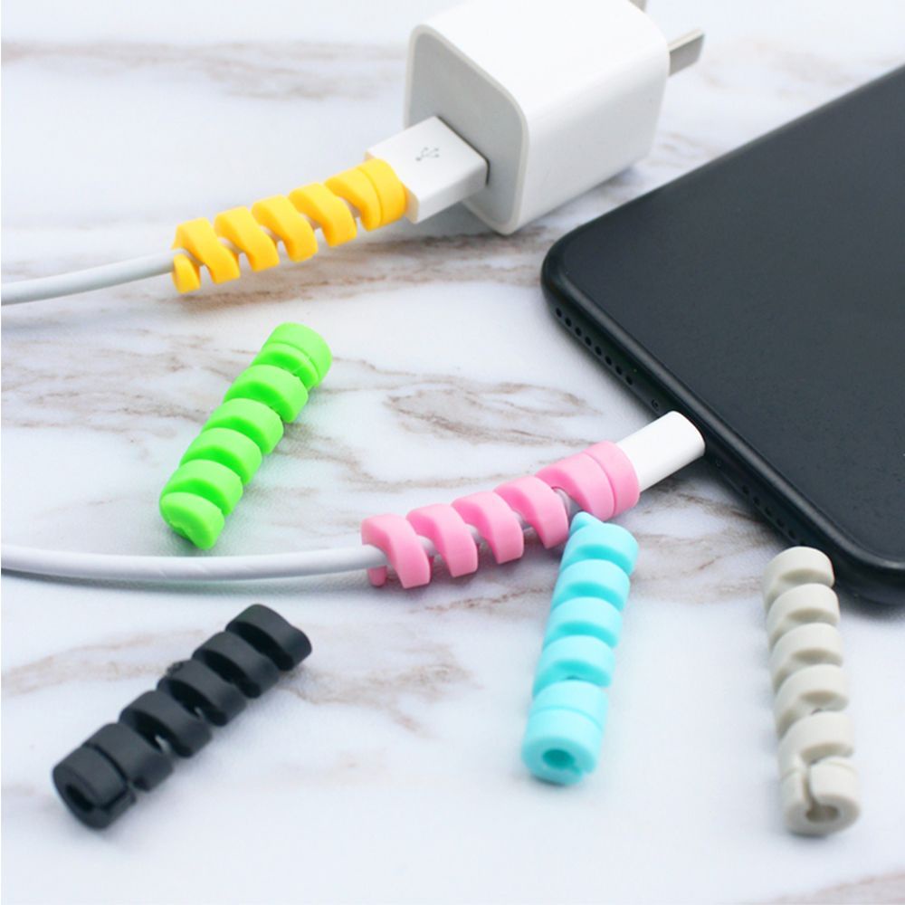 Lanfy Papeleria 10pcs / Set Pelindung Kabel Data / Charger / Earphone Multiwarna Untuk Aksesoris Meja