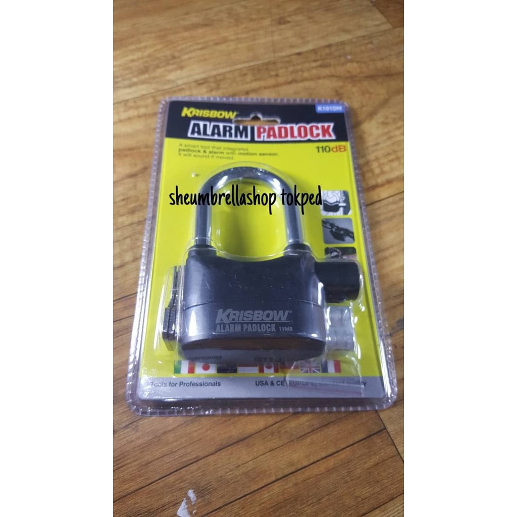 Gembok alarm krisbow 110db dengan kunci / alarm padlock / anti maling