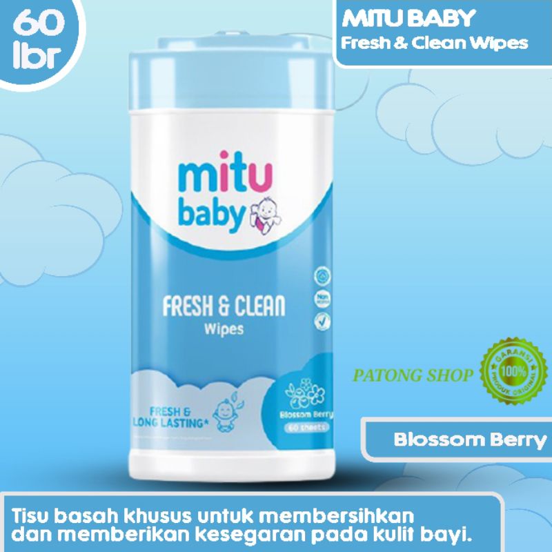 Mitu Baby Tisu Basah Fresh &amp; Clean BLUE Bottle 60's - pilihan Ibu bijak anti berantakan