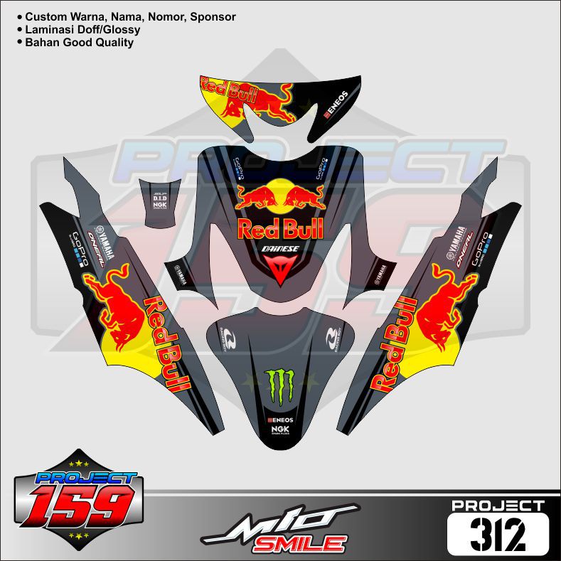 Sticker Decal Mio Smile - Project 312 Red Bull Racing Dark Grey