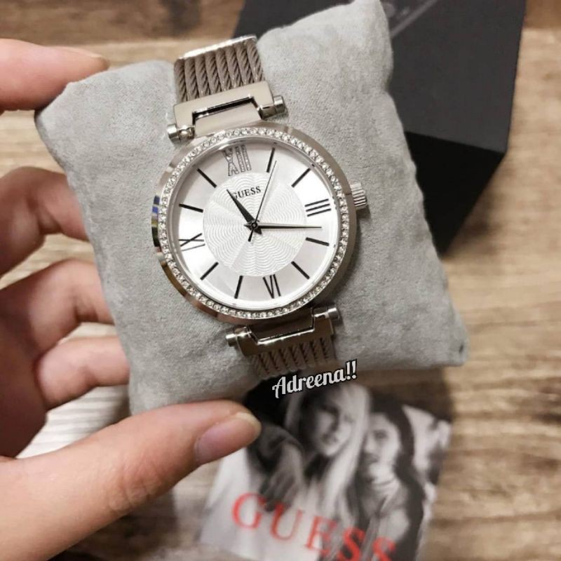 jam tangan wanita guess stainless steel silver original