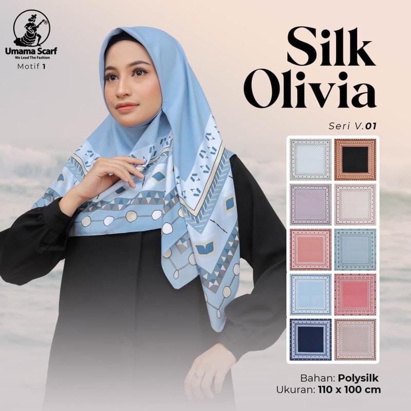 HIJAB SEGIEMPAT UMAMA SILK OLIVIA MOTIF PRINTED