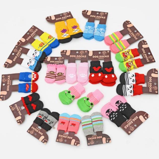 Ukuran S M L XL kaos kaki import pet anjing kucing lucu anti slip 4 pc