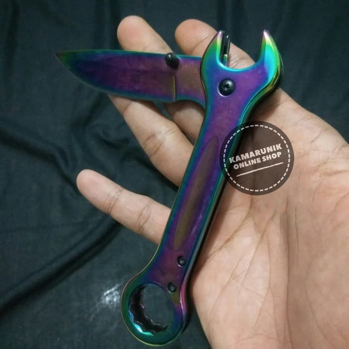 Promo! PISAU LIPAT CK RAINBOW P1202 FOLDING KNIFE TOOLKIT KUNCI RING SURVIVAL Murah!