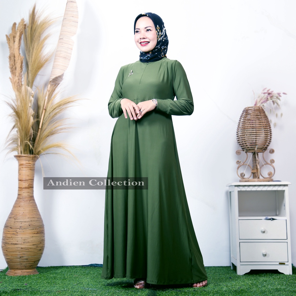 Gamis polos jersey- dress panjang- iner daleman wanita