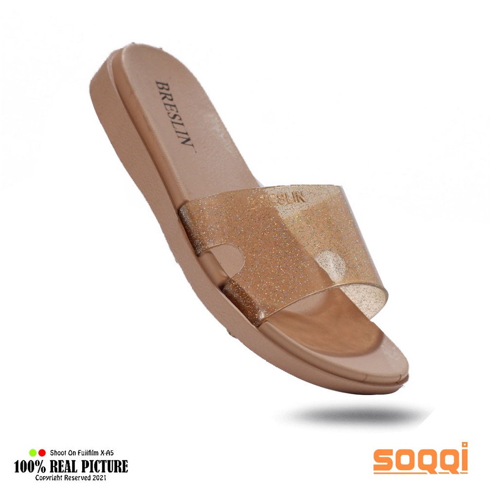 Sendal selop jelly karet wanita import korea original sandal slop jely cewek perempuan dewasa model slip on flat ibu2 branded Soqqi-Brln 1893 2B kekinian terbaru promo murah lebaran cod keren 37-41