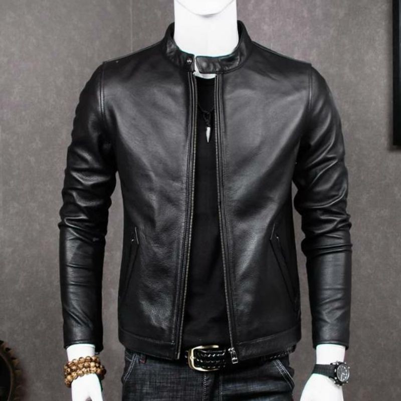 pria keren simple Jaket pria keren simple kulit sintetis polos