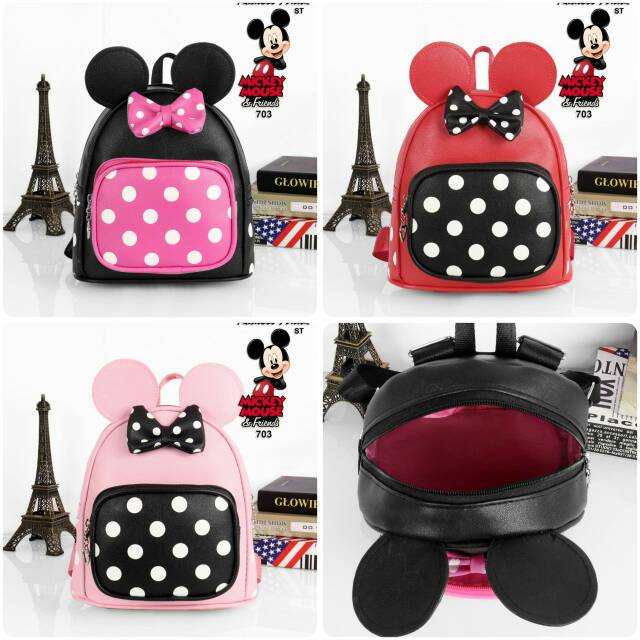 Tas Ransel Anak Mickey Mouse Polkadot Disney Sekolah Backpack Grosir Tas Impor Batam Murah