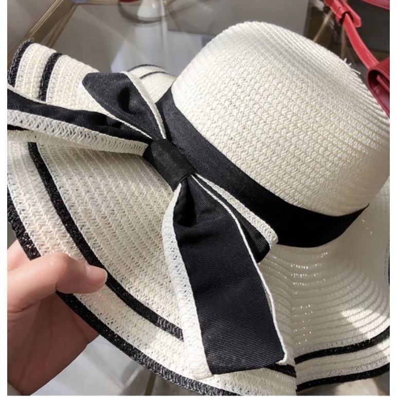 Topi pantai pita isabella lis hitam / topi pantai lis hitam / topi pantak import lis hitam / topi santai lis hitam