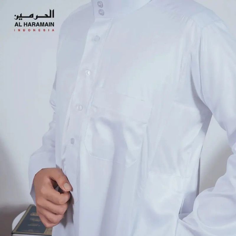 Jubah Gamis Al Haramain Putih Polyester Original import Viet Gamis Pria