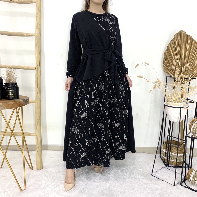 Grosir (45rb x 6pcs) - Kode 718 Gamis Motif Voxy Printing