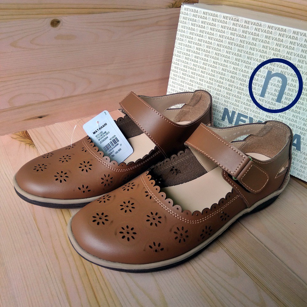 NEVADA WL03CO Sepatu Sandal Wanita Ballerina Flat Selop Cantik Brown Casual Santai Original Matahari