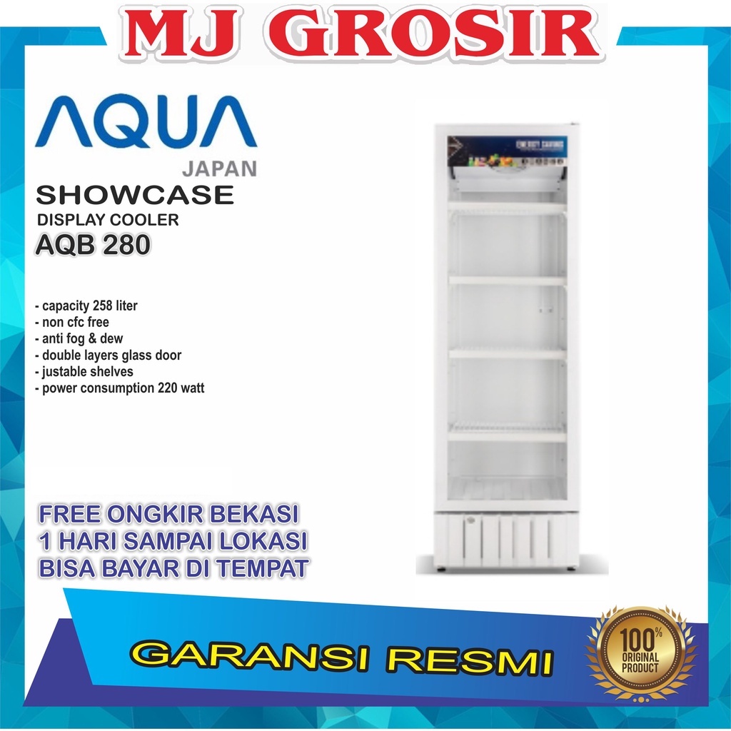 SHOWCASE AQUA JAPAN AQB 280 4 RAK DISPLAY COOLER KULKAS LOW WATT