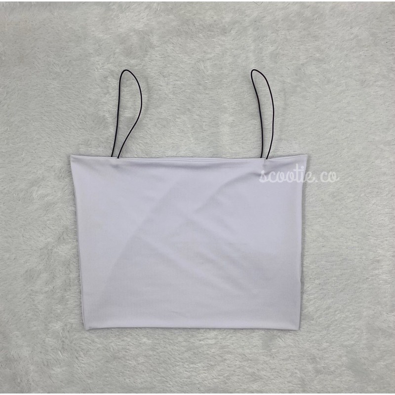 (COD) TankTop Spagetti | Tanktop Polos Tali Spaghetti Square Crop | Tanktop Wanita / Jersey Premium-Putih