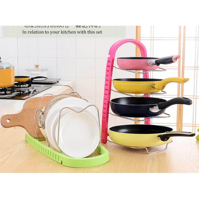 Cookware Cabinet Rak Pan Storage Steinless Peralatan Dapur Panci