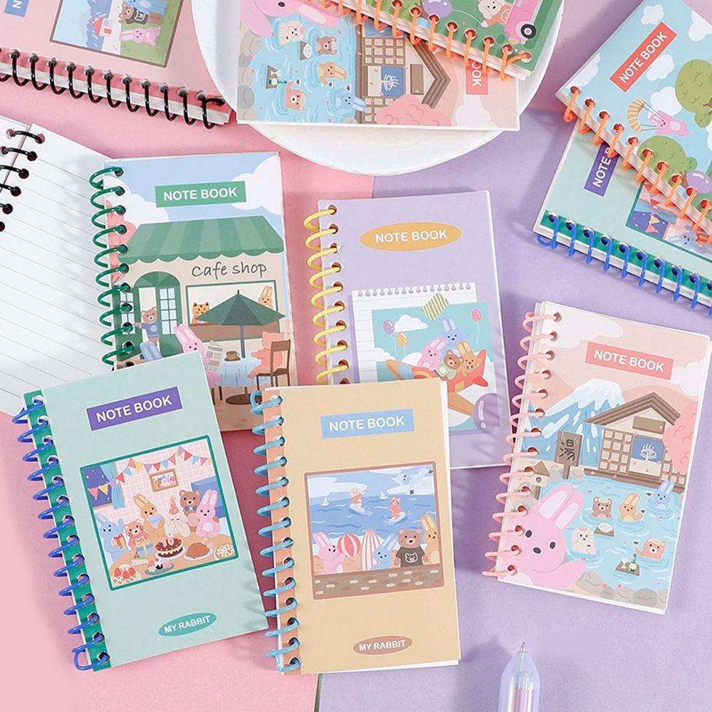 Lanfy Mini Diary Notebook 80halaman Portable Kawaii Journal Planner Alat Tulis Sekolah Supply Sketchbook Bunny Kids Diary Book