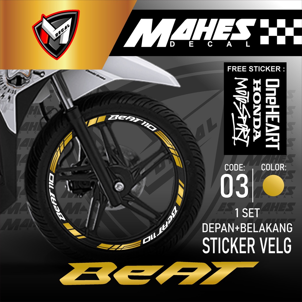 Mahes Decal - Aksesori Stiker Cutting Sticker List Velg Motor Honda Beat Karbu Fi Esp Street Deluxe 