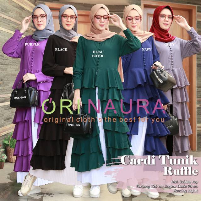 Cardi Tunik Ruffle ORI NAURA ORI BERLABEL ORI NAURA