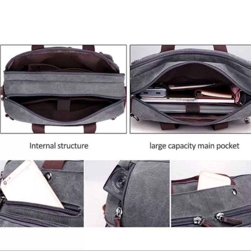 tas mugu 3 in 1 8691 ( tas selempang,ransel,tenteng/jinjing,tas laptop,tas pria,wanita