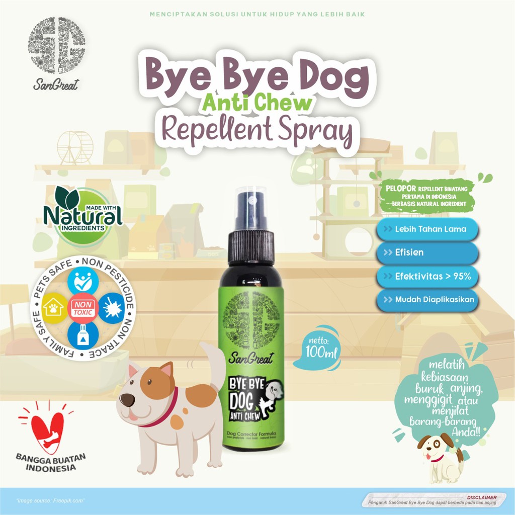 SanGreat Bye Bye Dog Anti Chew Spray 100 ml Dog Repellent Anjing Aman