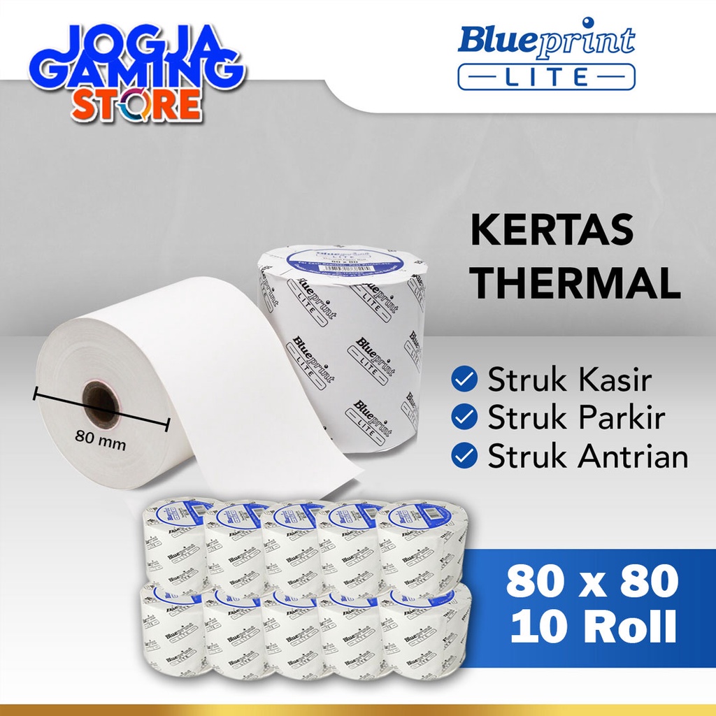 

KERTAS THERMAL ROL STRUK KASIR PARKIR BLUEPRINT LITE 80x80mm - 10 ROL