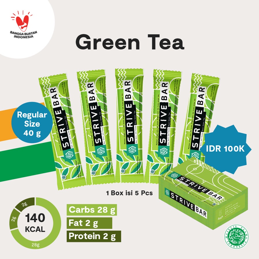 STRIVE BITE RASA GREEN TEA ENERGY BAR 1BOX ISI 5PCS