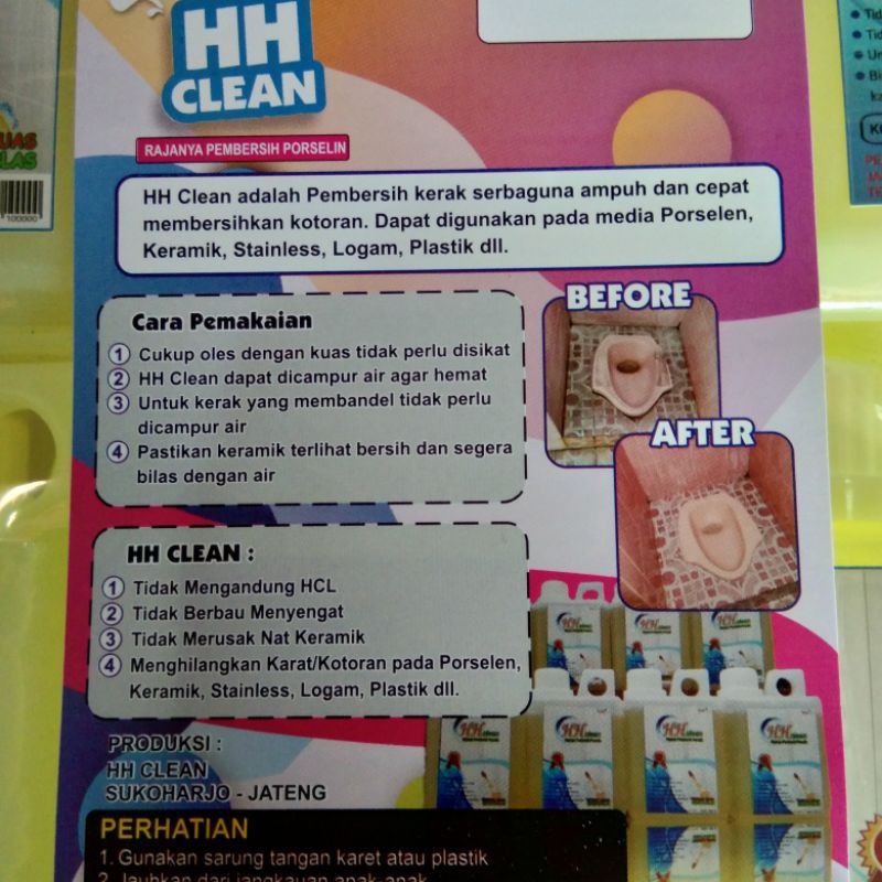 HH Clean pembersih kerak keramik kamar mandi porselen kaca aquarium, dll