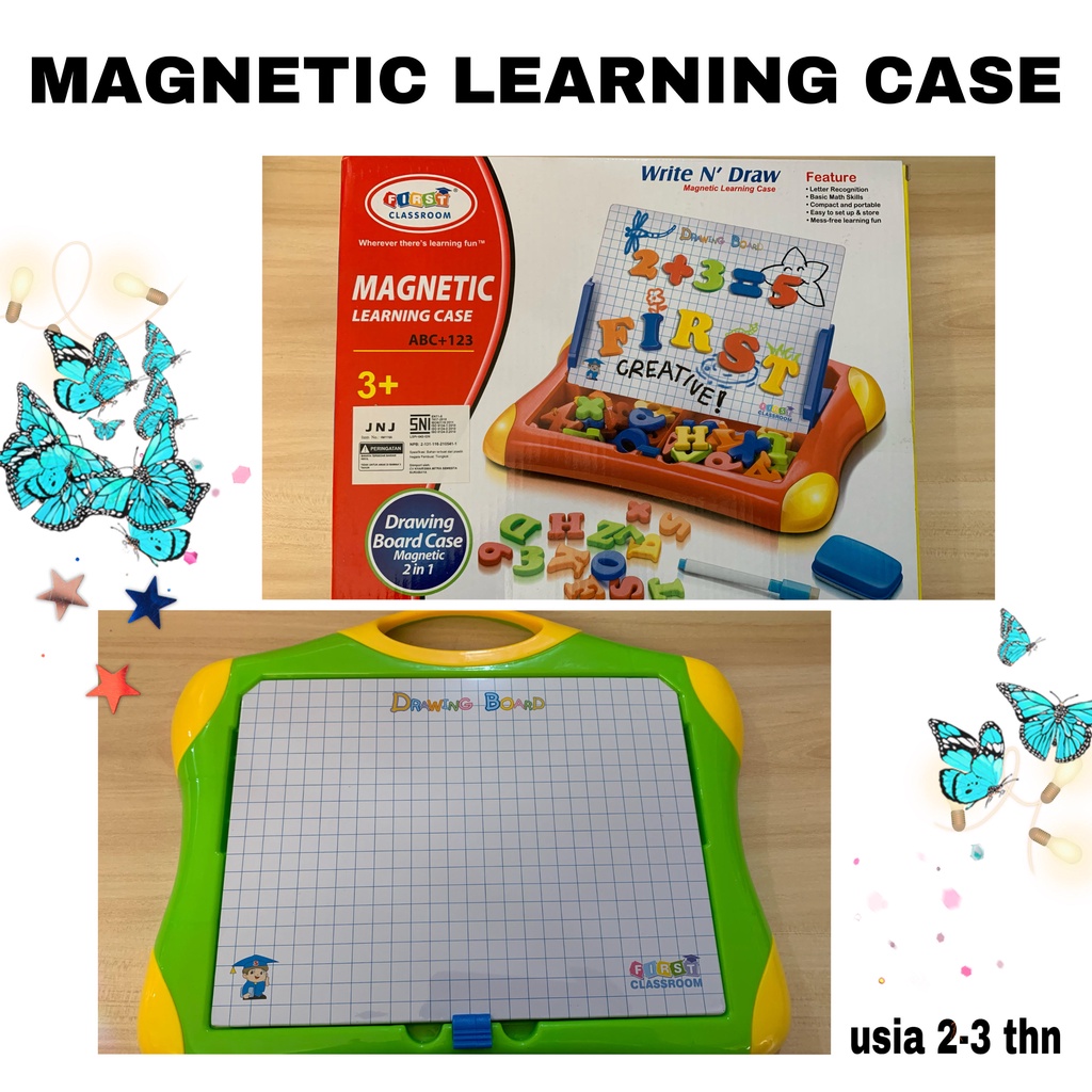 MAINAN GAMBAR - MAINAN EDUKASI - Mainan Edukasi Magnetic Learning Case Drawing Board 2 in 1 classroo