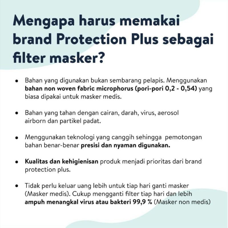 Protection Plus Filter Masker 100ply / Filter Masker Medis Non Medis