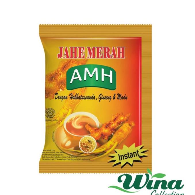 

Instan Jahe Merah Amanah AMH Super Habbat, ginseng dan madu Per Sachet