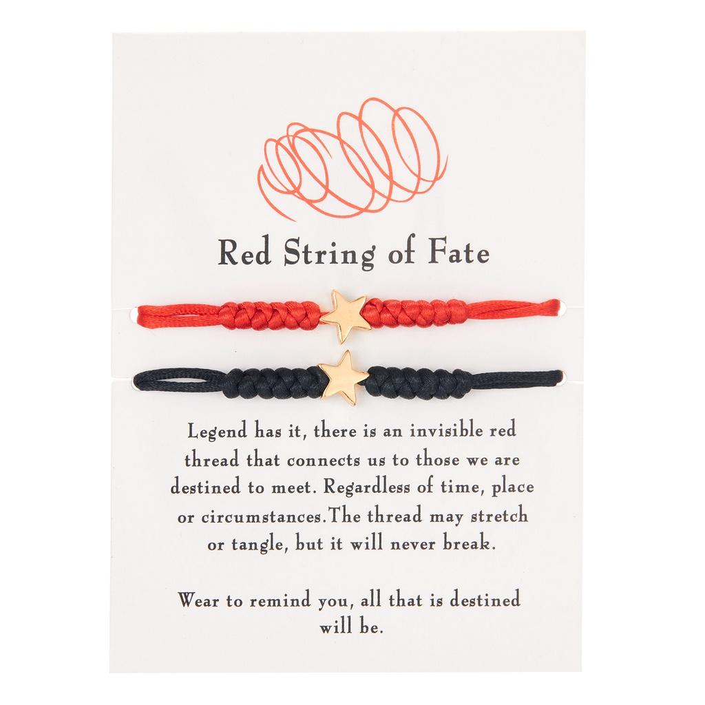 Red string of fate love 6 knots red string lucky friendship weaving adjustable paper card set bracelet couple gift jewelry