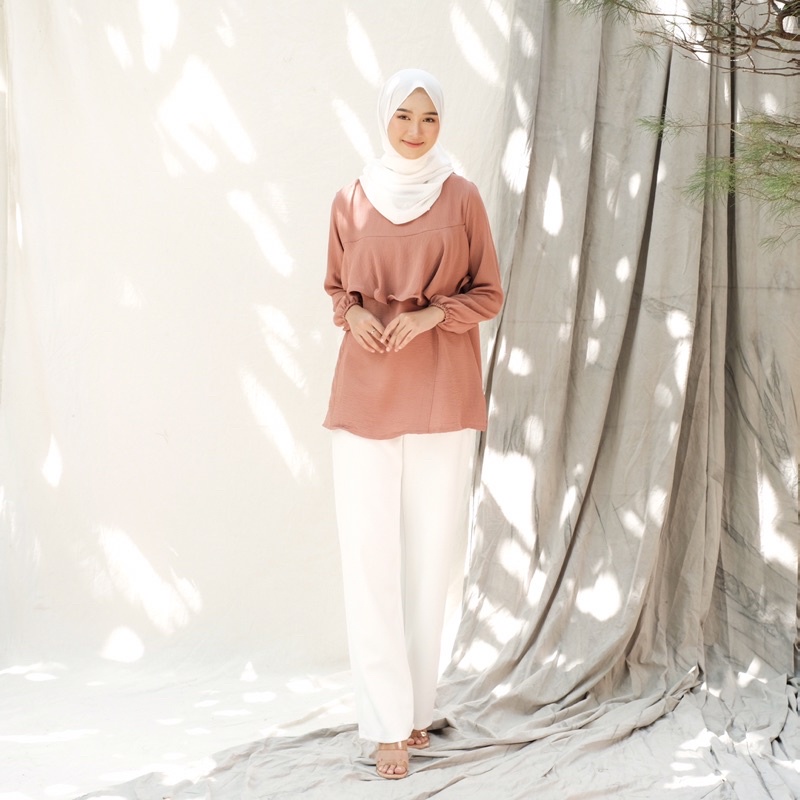 CECIL - Atasan Blouse Crinkle Airflow Tunik Baju Menyusui Nursingwear Bukaan Samping Kanan Kiri Busui Hamil Breastfeeding Tunic Panjang