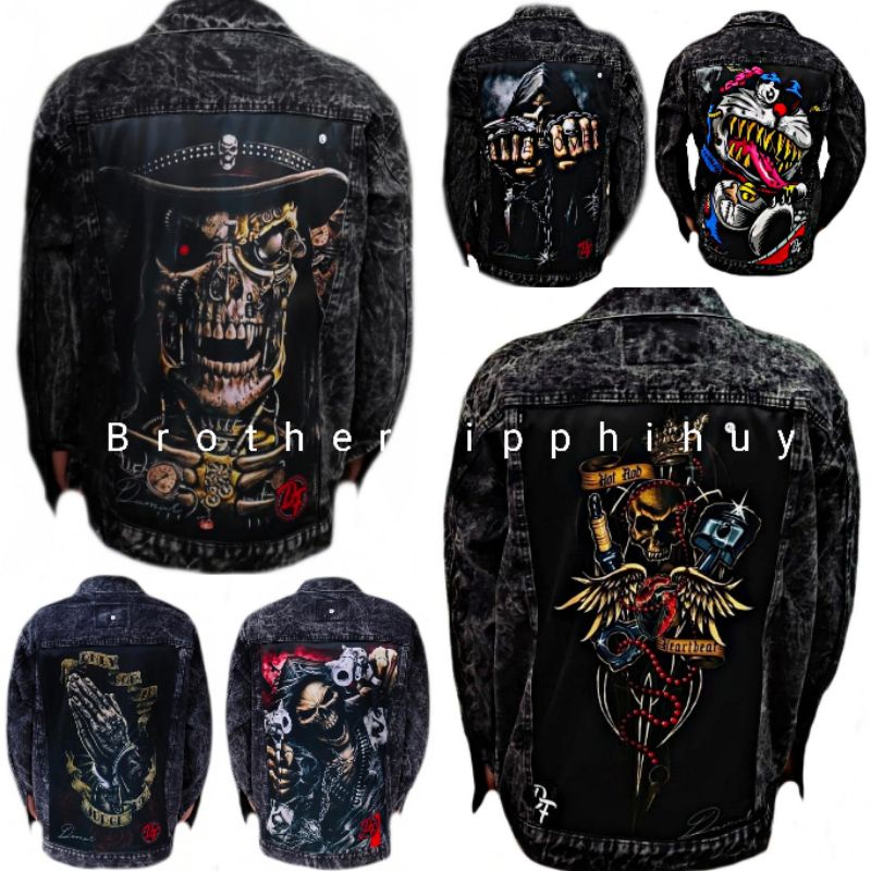 JAKET PRINTING JEANS SANDWASH - JAKET SANDWASH GAMBAR BELAKANG - JAKET JEANS PRINTING