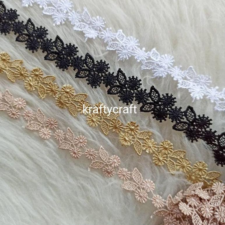 zfl-99 renda rambutan gyper giper ziper bordir rajut per roll untuk mukena mukenah hijab ...,,