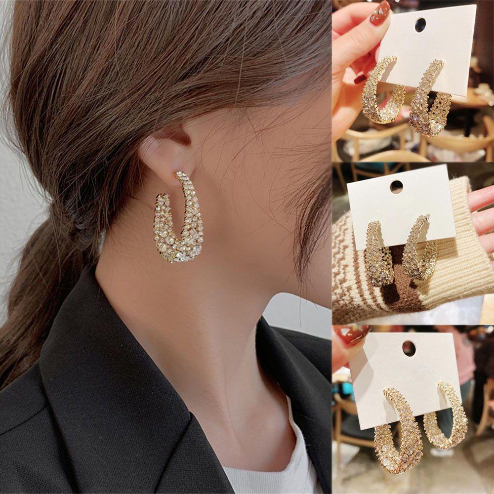 Top Full Kristal Hoop Earrings Desain Baru Aksesoris Fashion Hadiah Hari Valentine Hoop Menjuntai Stud