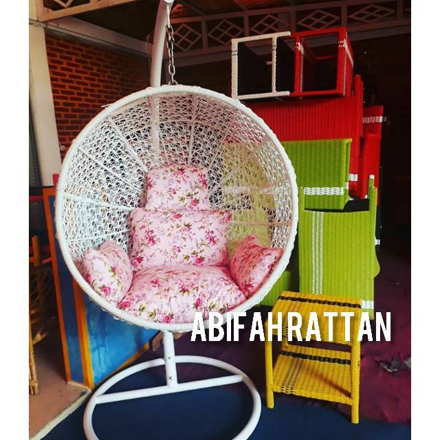 Ayunan Gantung Rotan Sintetis Set Lengkap