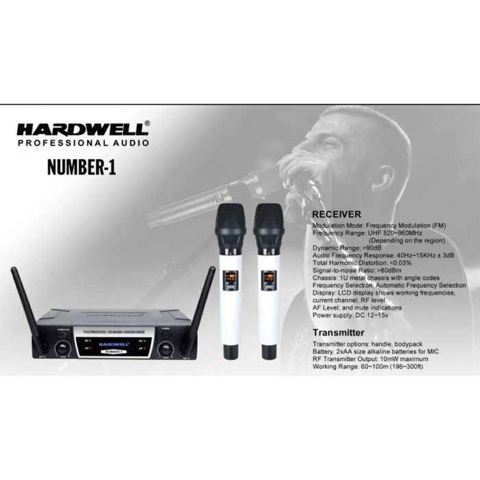 Mic Wireless Hardwell Number 1 Original Dual Microphone Handle