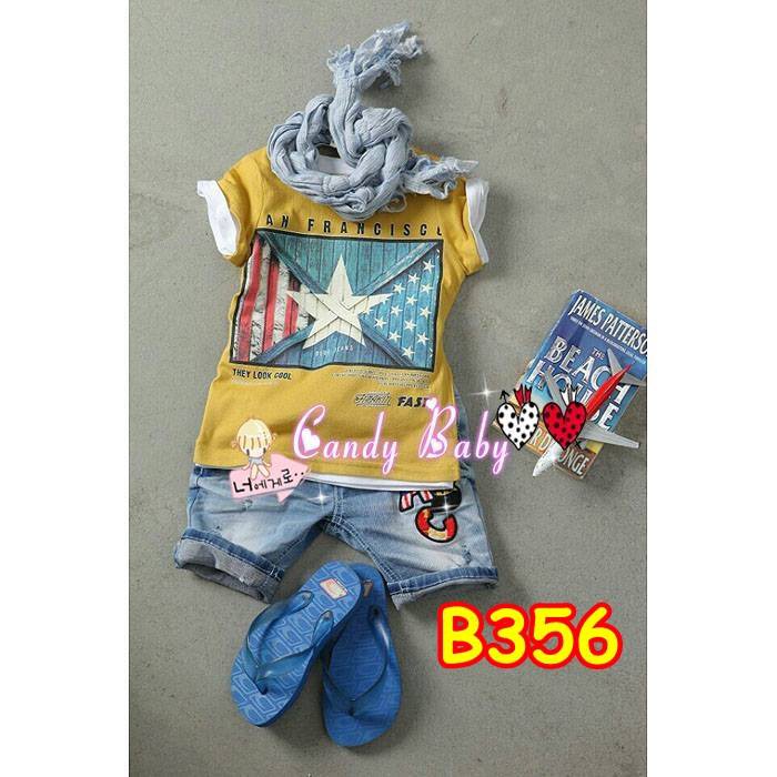 B356 SETELAN JEANS PENDEK ANAK BOY