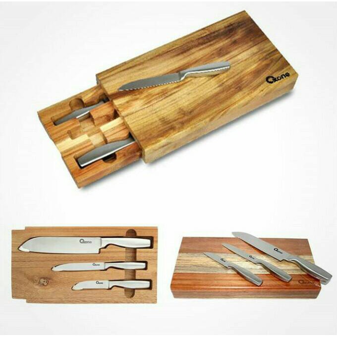 Telenan Bambu Oxone Ox615 Bamboo Board With Hidden Knife Tray Ox 615 Talen Dapur Tempat Pisau Premium tebal