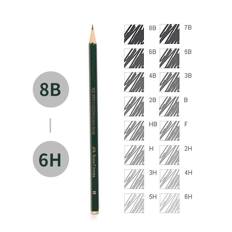 

Faber-Castell Pencil Castell F,H,HB,2H,3H,4H,5H & 6H
