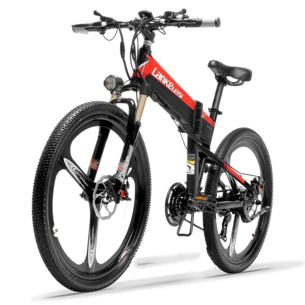 sepeda listrik elektrik ebike MTB lipat Lankeleisi XT600 - Black/Red